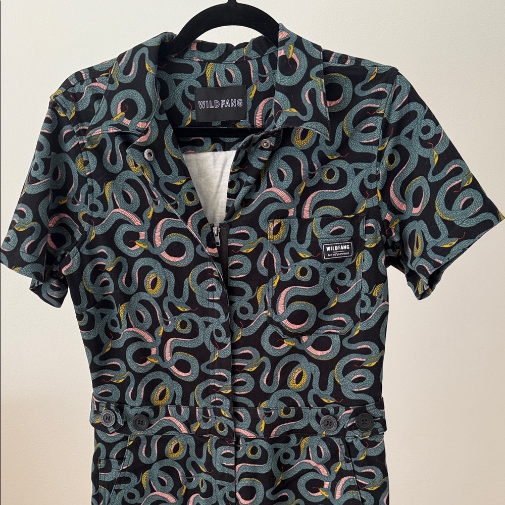 Wildfang Multicolor Patterned Jumpsuit / High Waisted Coverall / Small / Regular - Picture 3 of 10
